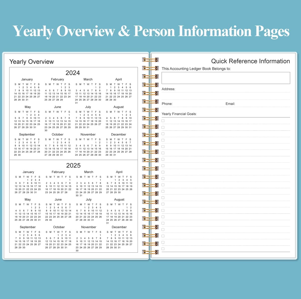 Accounting Ledger Book - A5 Ledger Book for Bookkeeping, Small Businesses & Personal Use, Expense Tracker Notebook for Tracking Money, Expenses, Deposits & Balance, 5.8" x 8.4", Watercolor Blue