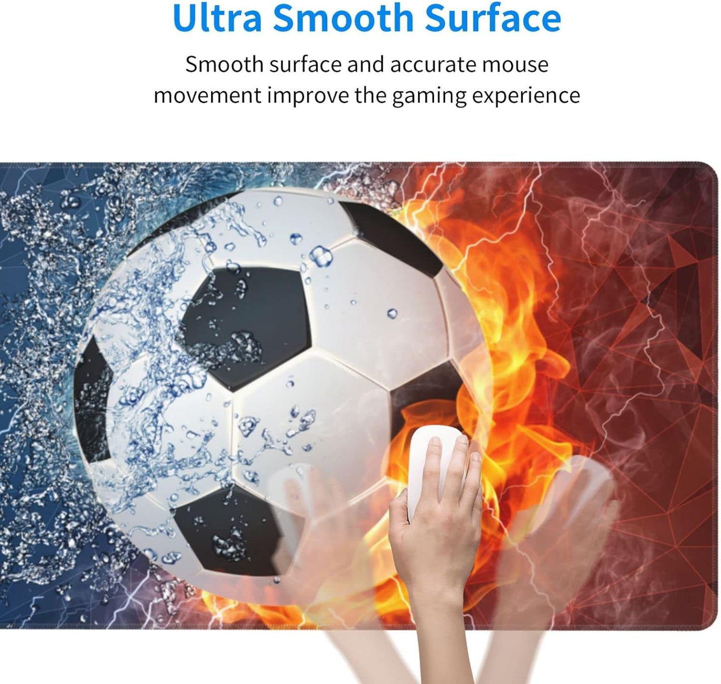 Soccer Ball Large Mouse Pad, 29.5 x 15.8 Inch, Extended Gaming Mouse Pad, Sports-Themed Computer Keyboard Mat for Home Office and Gaming Work