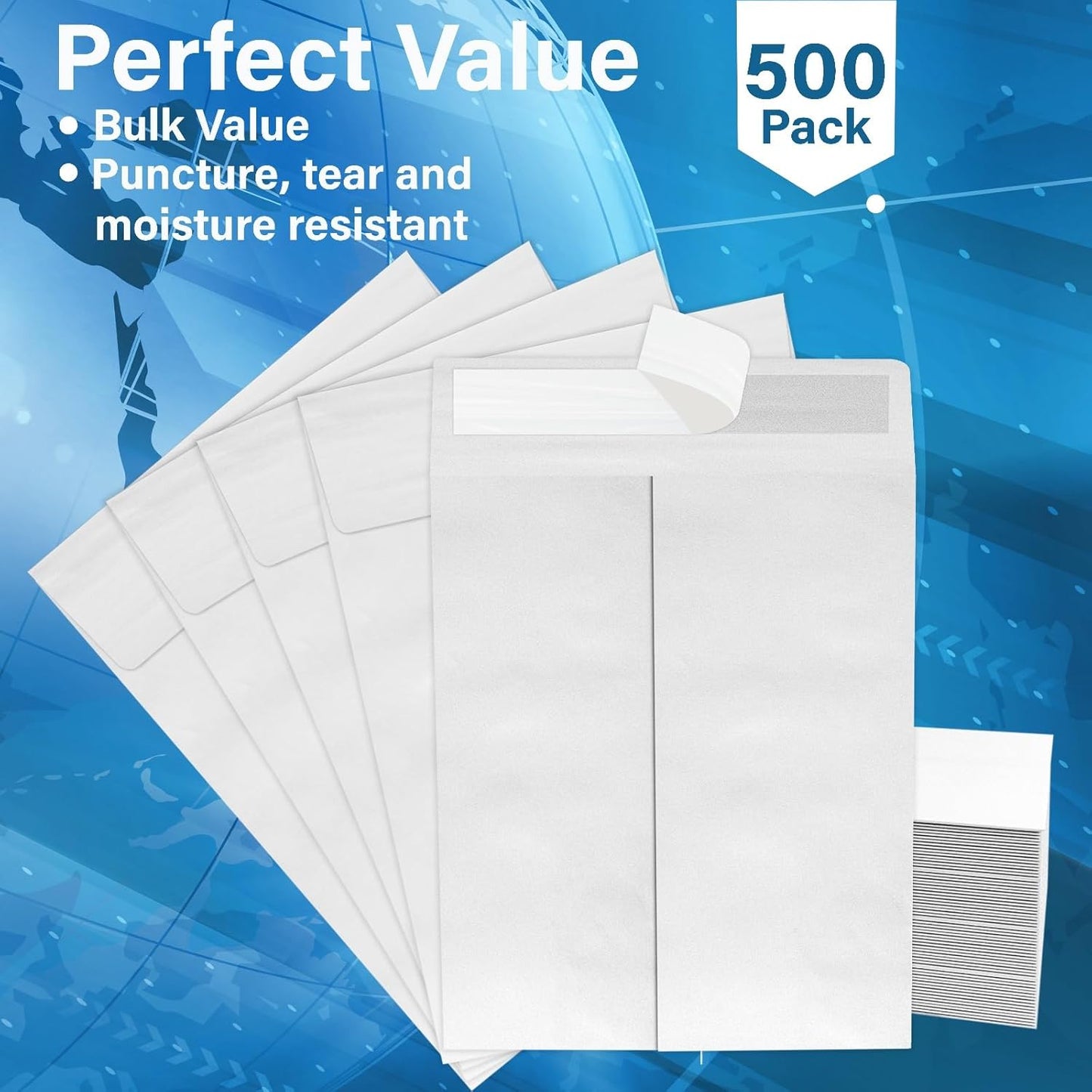 9 x 12 Envelopes, Tyvek Envelopes 9x12, Catalog Envelopes 9x12, Self Sealing Closure, Tyvek Material, 14 lb., Puncture, Tear & Moisture Resistant (500 Pack)
