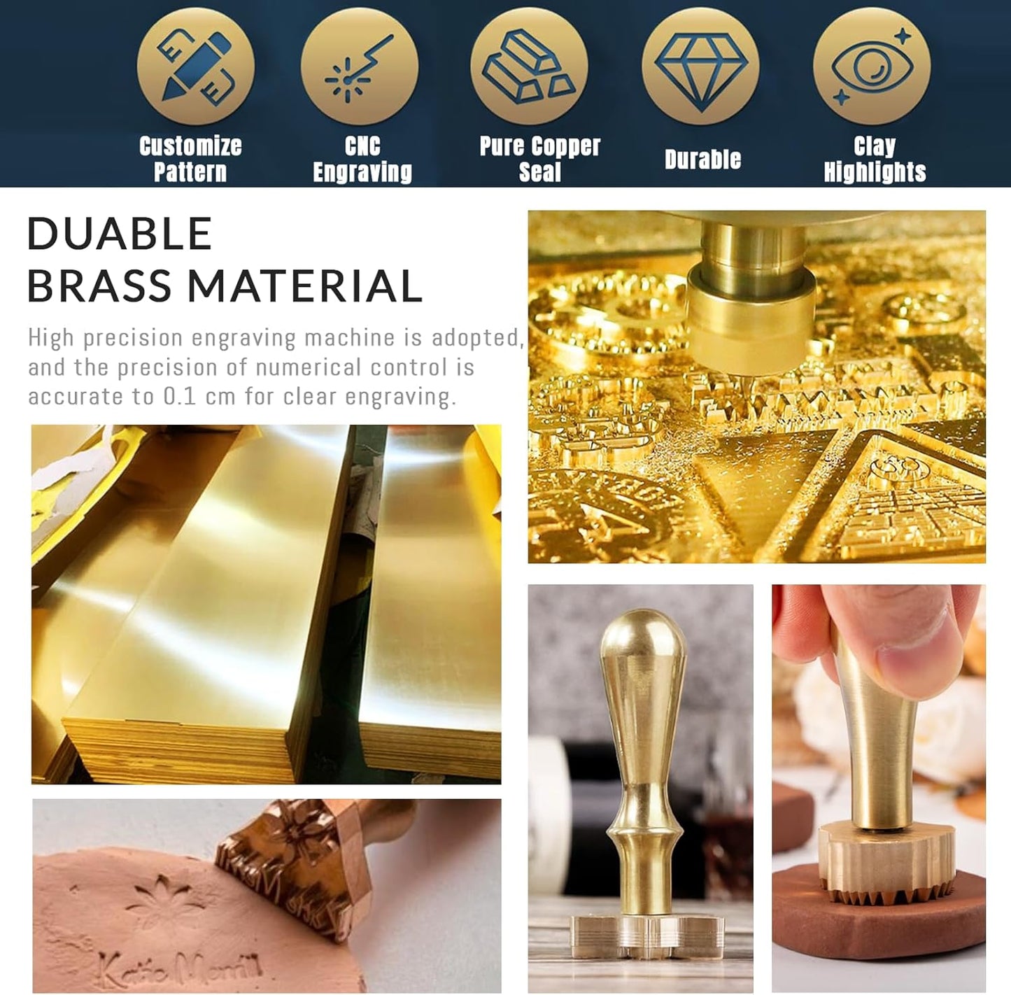 Custom Pottery Stamps for Clay Personalized Pottery Tool Kit Stamp with Own Design Signature Letters Gift for Potters DIY Lovers-3"