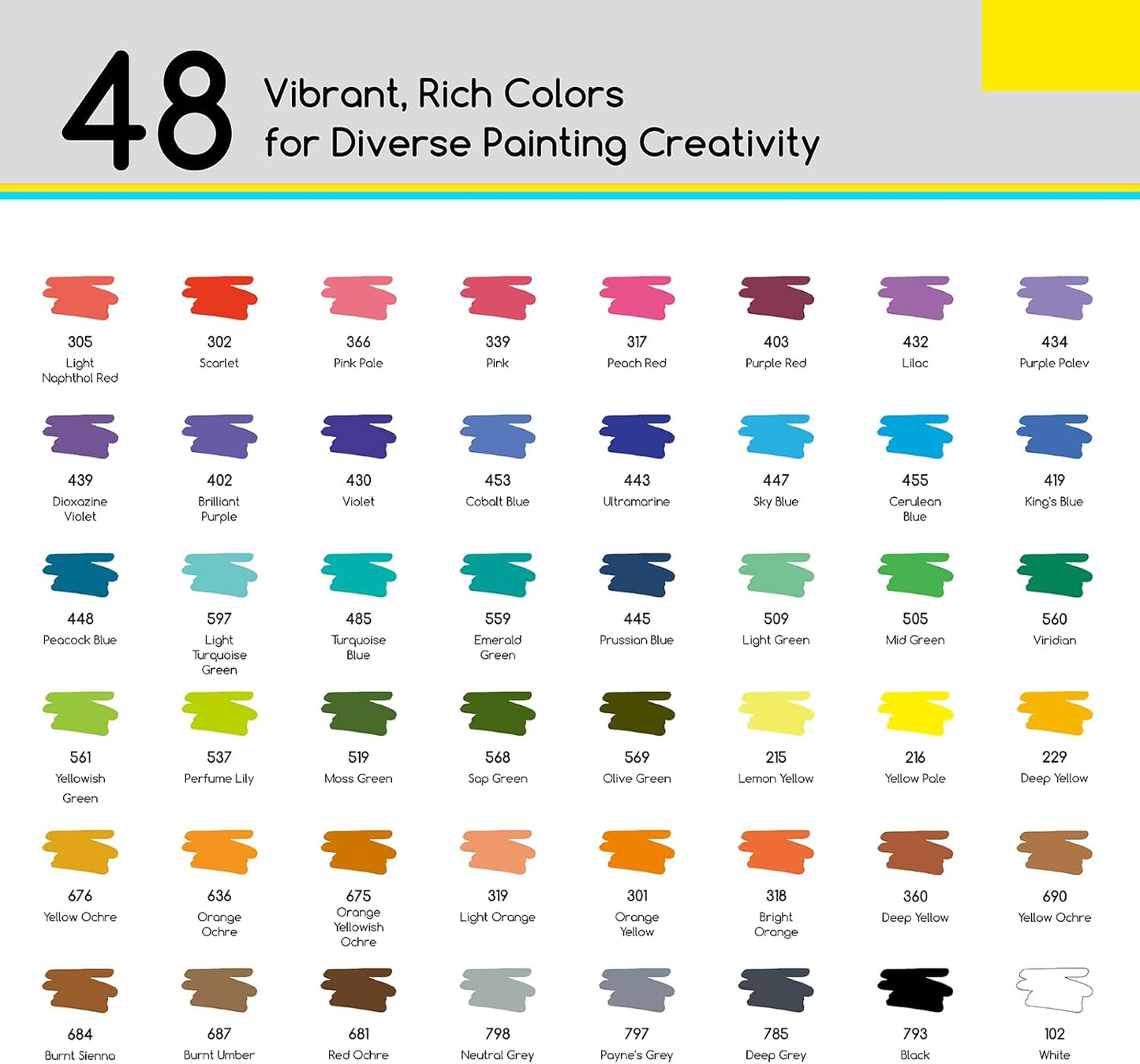 MEEDEN Acrylic Paint Markers: 48 Colors Brush Tip Acrylic Markers with Automatic Ink Control System - Visible Large Capacity Water-Based Acrylic Paint Pens for Beginners Artists Adults Halloween Paint