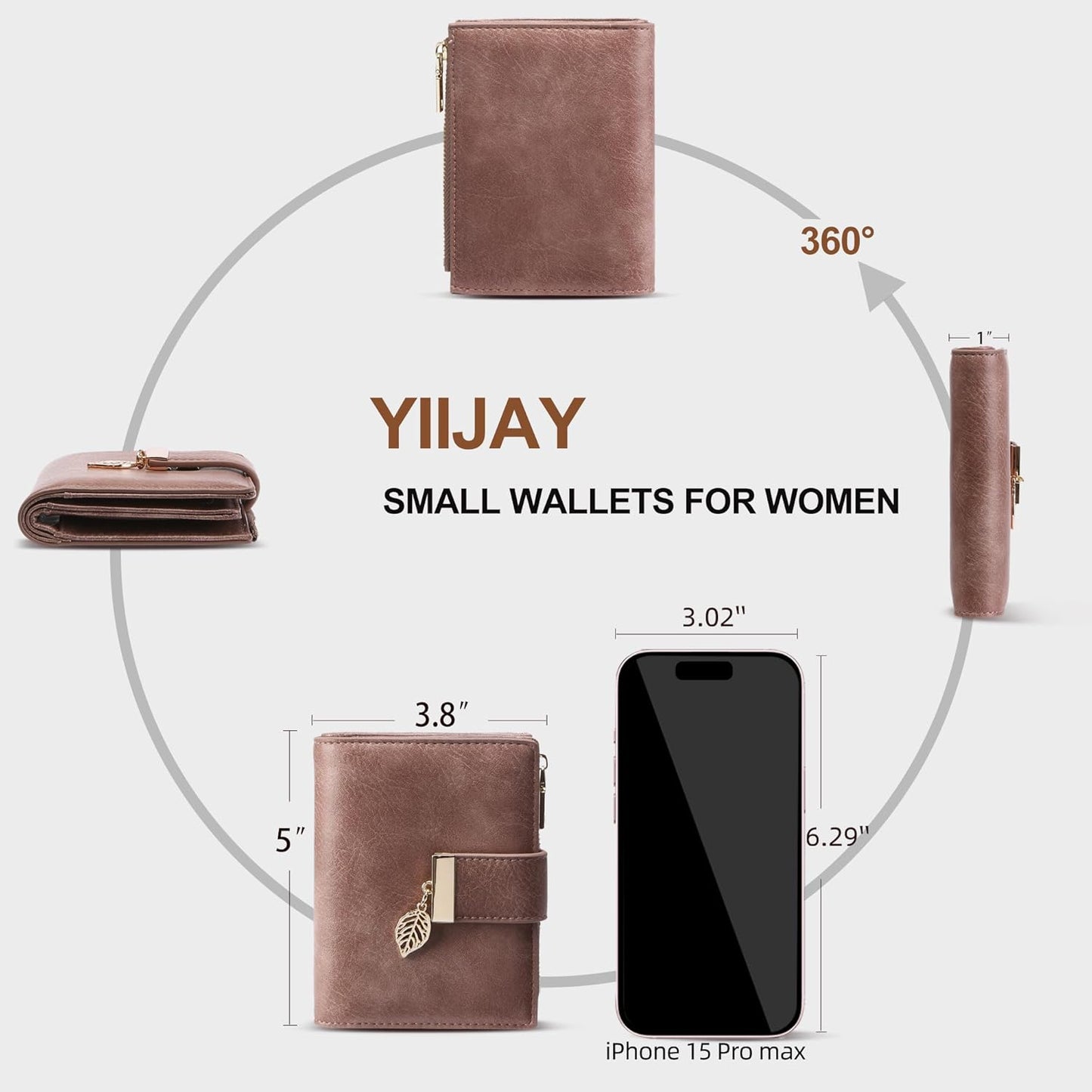 Small Wallet Women RFID Blocking Leather Bifold Wallet Credit Card Holder for Women Ladies Compact Wallet Mini Purse With Zipper Pocket
