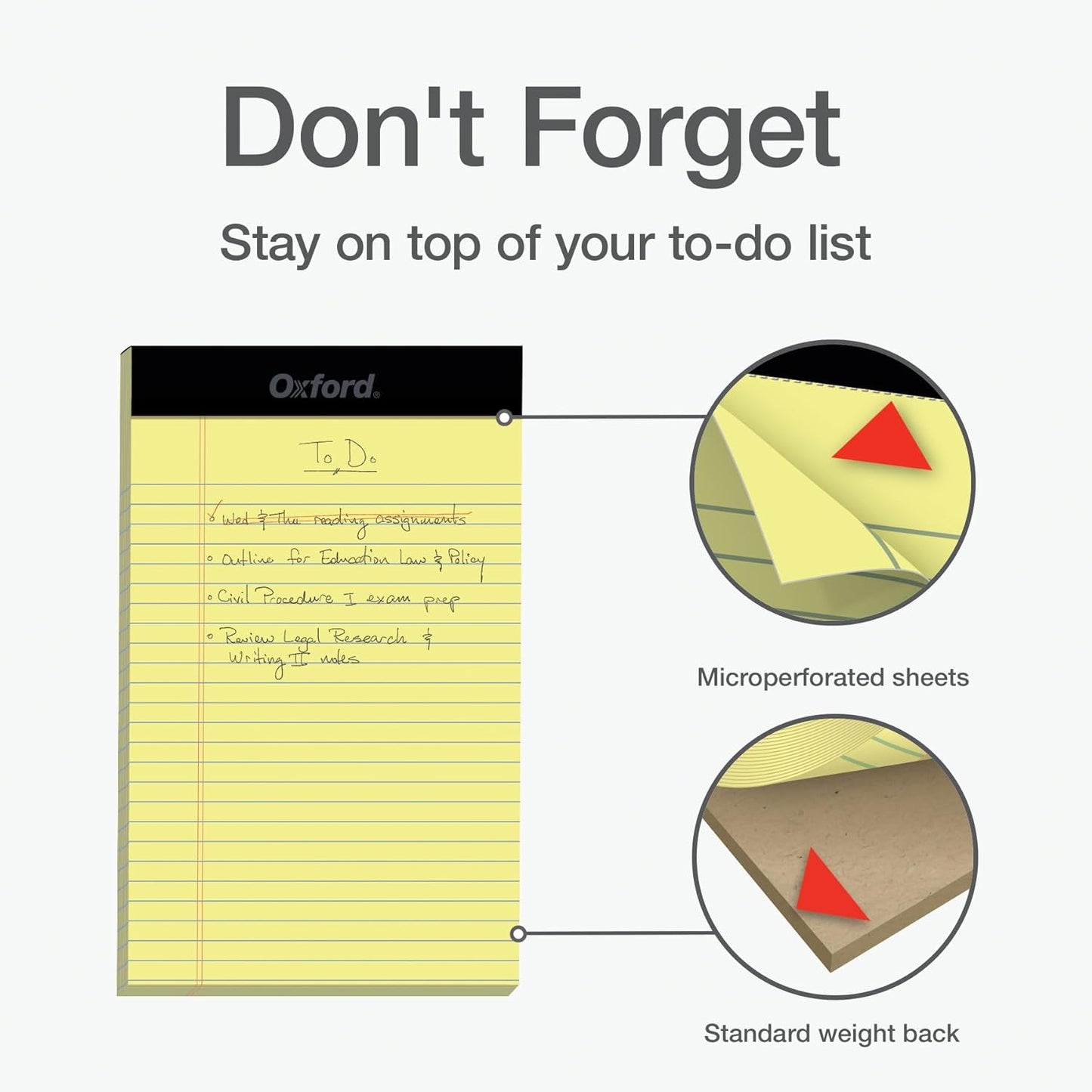 Oxford 5 x 8 Inch Legal Pads, 3 Pack, Narrow Ruled on Both Sides, Canary Yellow Paper, 50 Perforated Sheets Per Writing Pad, Proudly Made in the USA (1017033)