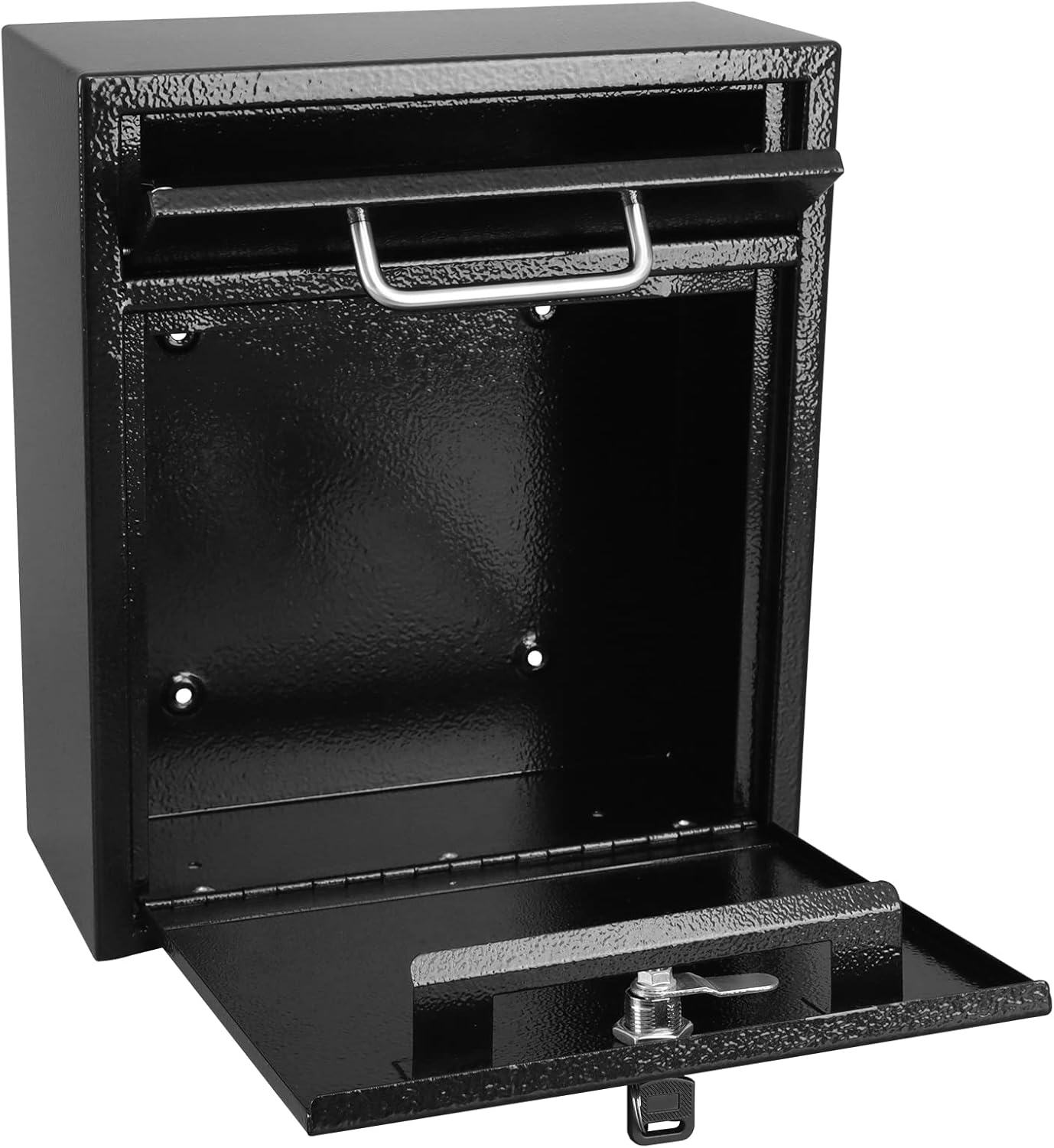 xydled Steel Mailbox Wall Mount, Medium Locking Mailbox with Key Lock, Lock Mail Boxes for Outside, Security Key Drop Box, Collection Boxes, 13.4H x 11.6L x 5.6W Inches, Black, Large