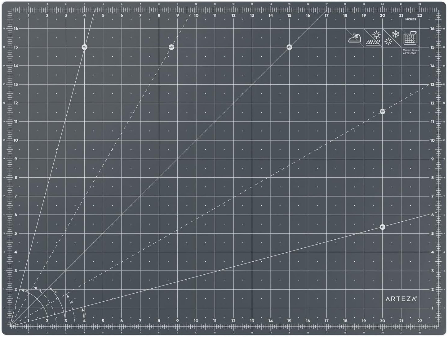 Arteza Rotary Cutting Mat, 18 x 24 Inches, Self-Healing, with Grid Lines and Non Slip Surface, for Fabric, Paper, and Vinyl, Durable and Flexible, Art Supplies for Crafts, Quilting, and Sewing
