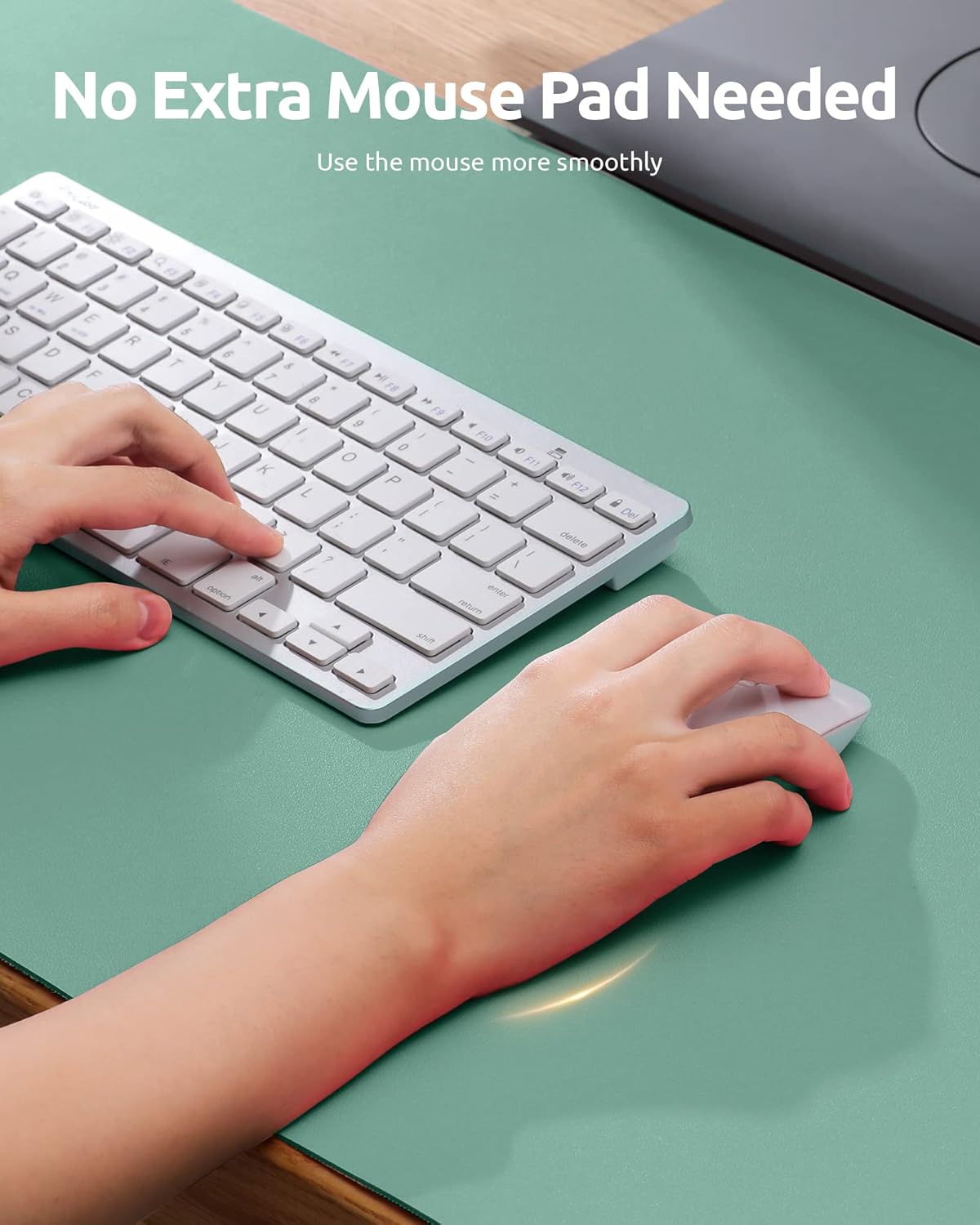 YSAGi Leather Desk Protector, Office Mat, Large Mouse Mat, Non-Slip PU Leather Blotter, Laptop Desk Mat, Waterproof Writing Pad for Office and Home (Green-Blue, 31.5" x 15.8")