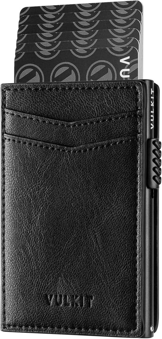 VULKIT Men's Slim Wallet Pop Up Card Holder RFID Blocking Metal Wallet Minimalist Design Holds Up to 11 Cards
