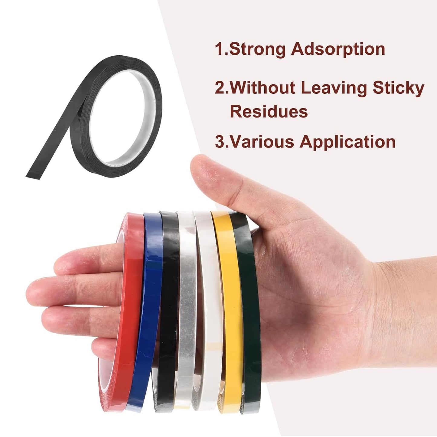 MECCANIXITY 10 Rolls Whiteboard Tape Graphic Chart Tape 15mm 54.7 Yard Art Tape Thin Self-Adhesive Pinstripe Tape Masking Tape for Gift Wrapping Craft Supplies, Black