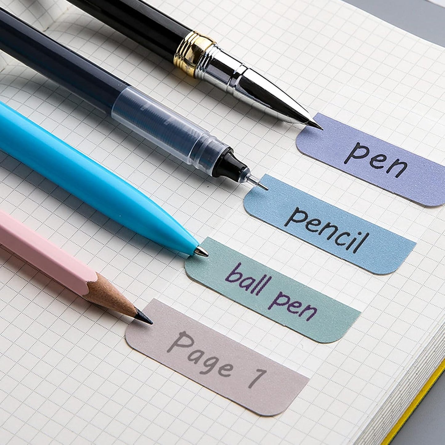 AccEncyc 240 Pcs Colored Index Tab 1"x1.8" Large Book Sticky Tabs Repositionable Page Tabs Flags Page Markers Labels for Notebooks, Filing, Classification,12 Colors