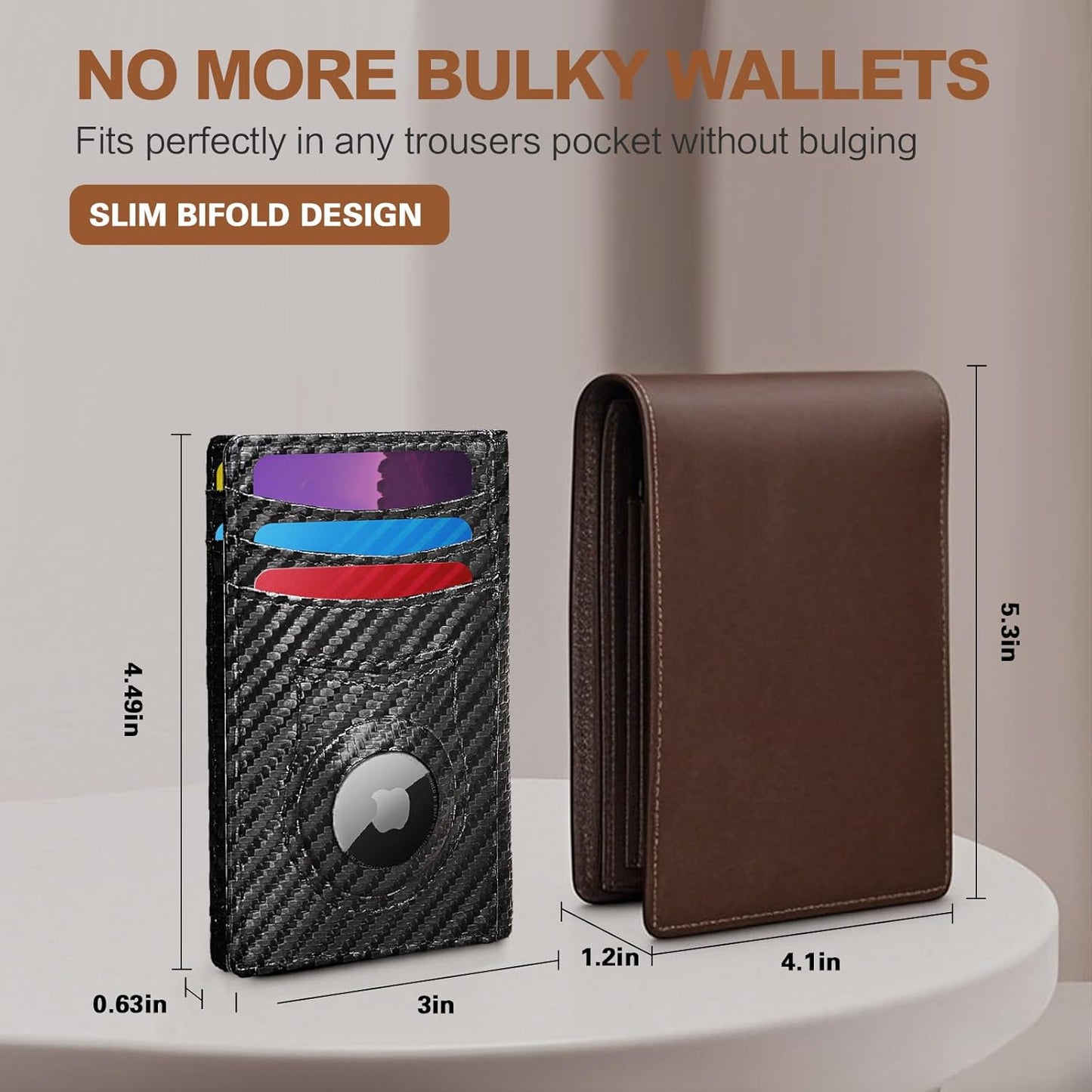 Slim Wallet for Men Credit Card Holder Wallet RFID Blocking Bifold Mens Slim Wallet,Thin Minimalist Front Pocket Mens Leather Wallets,Smart Security Carbon Fiber Mini Small Compact Wallet & Money Clip