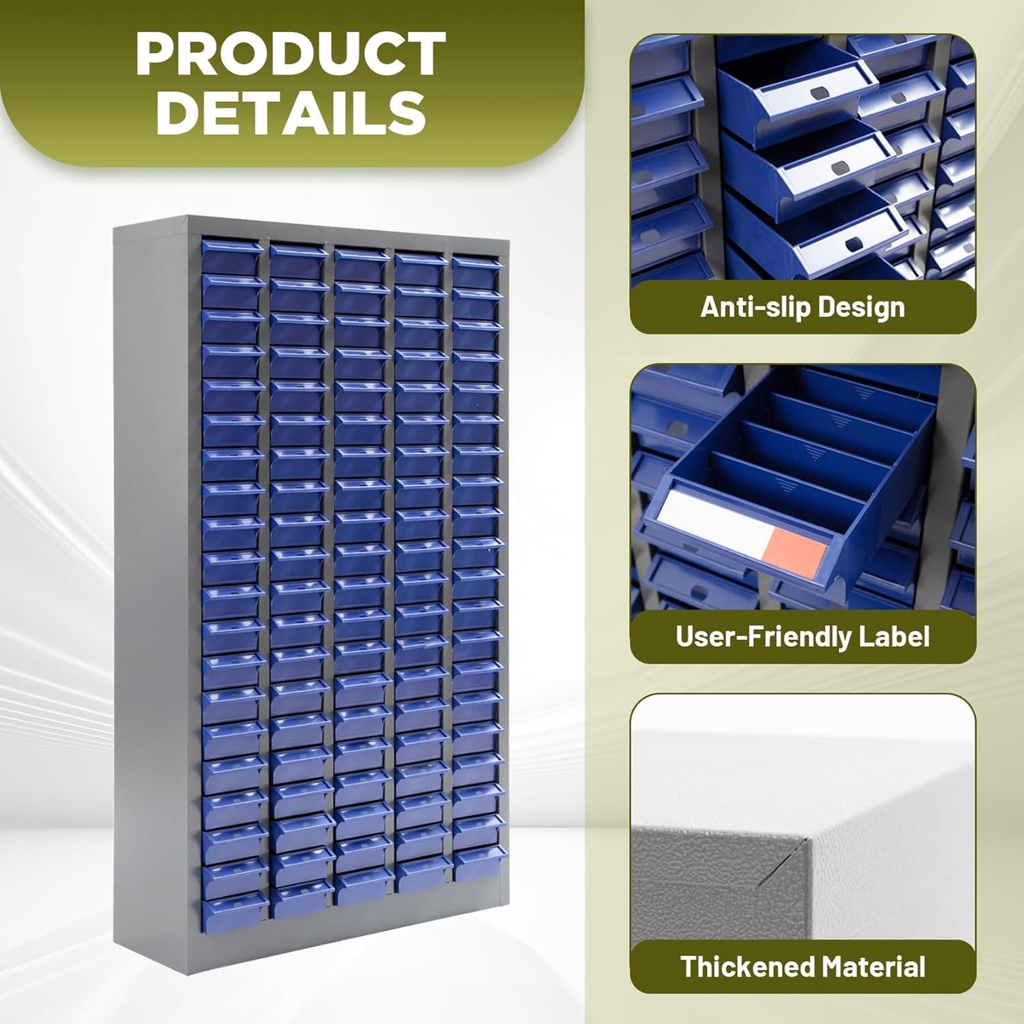 100-Drawer Parts Storage Cabinet – Multi-Purpose Organizer for Screws, Bolts, Nails, Craft Supplies, Legos, Makeup & Tools – Compact Plastic Drawer Unit for Garage, Workshop, Classroom & Home