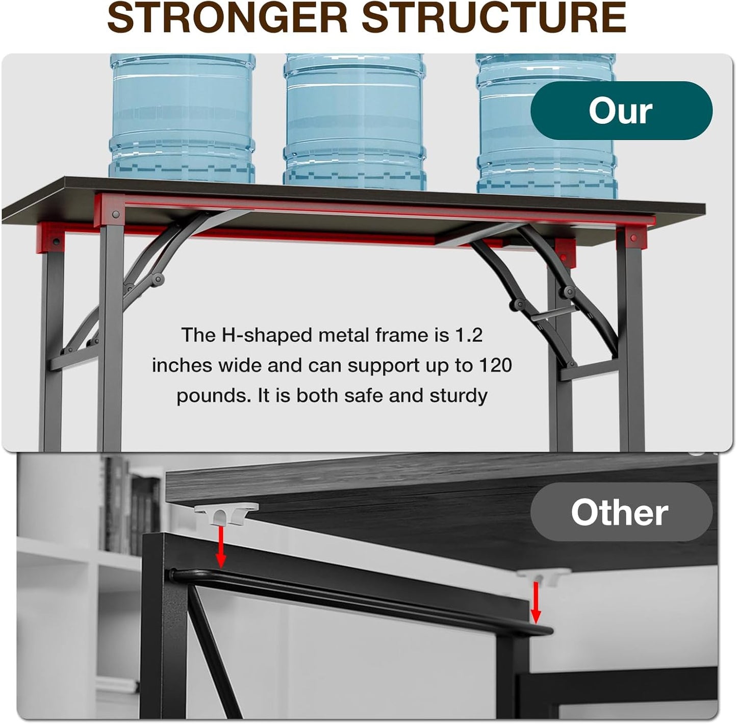 TEMI Small Computer Desk Folding Table - 43.3" Foldable Office Desk, No Assembly, Perfect for Small Spaces in Bedroom, or Apartment, Portable Mini Desk or Study Table Compact Design, Charcoal Wenge