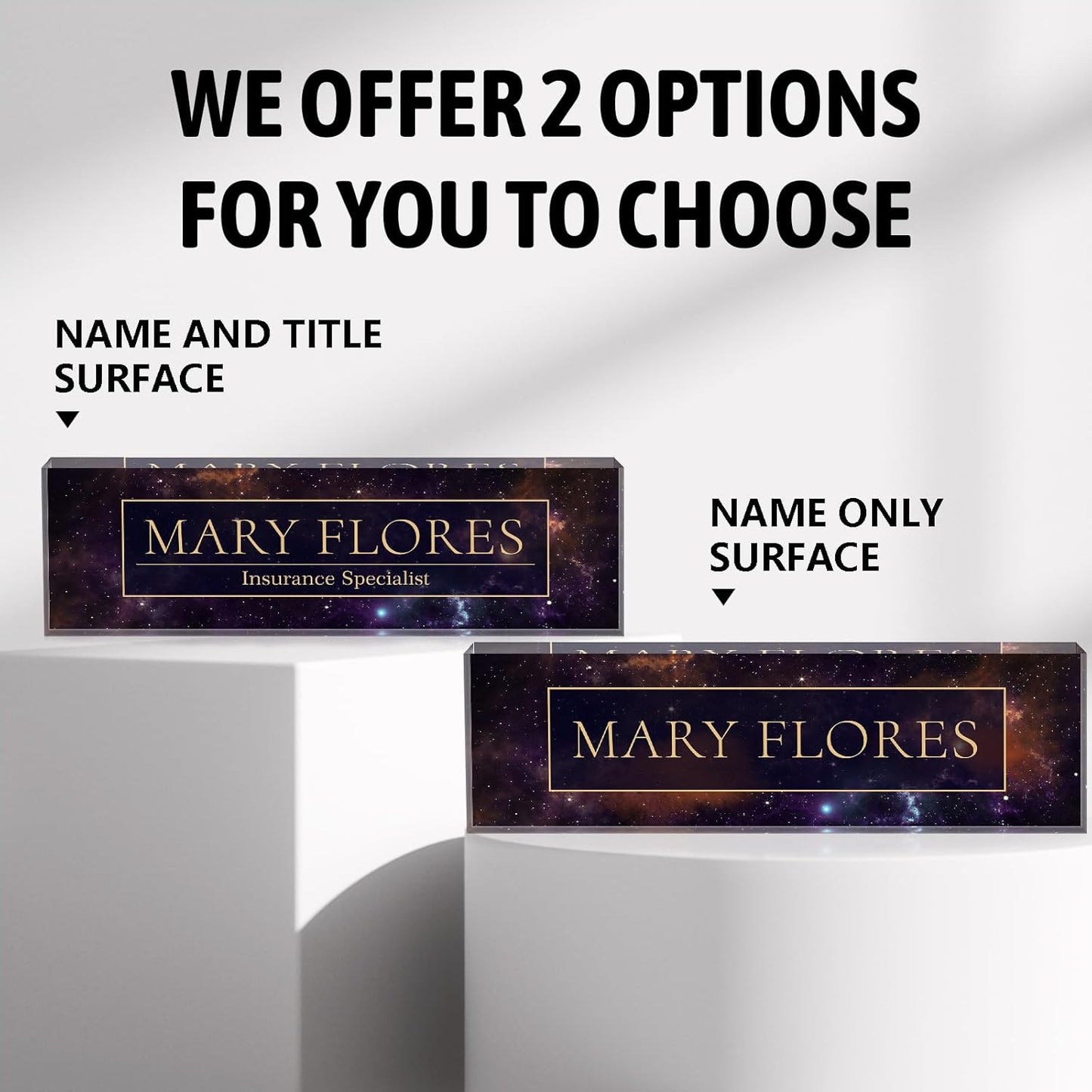 Acrylic Name Plate Personalized, Teacher Name Plates for Desks Classroom, Gifts for Teacher Boss Employee Appreciation Office Desk Decor (Galaxy 3)