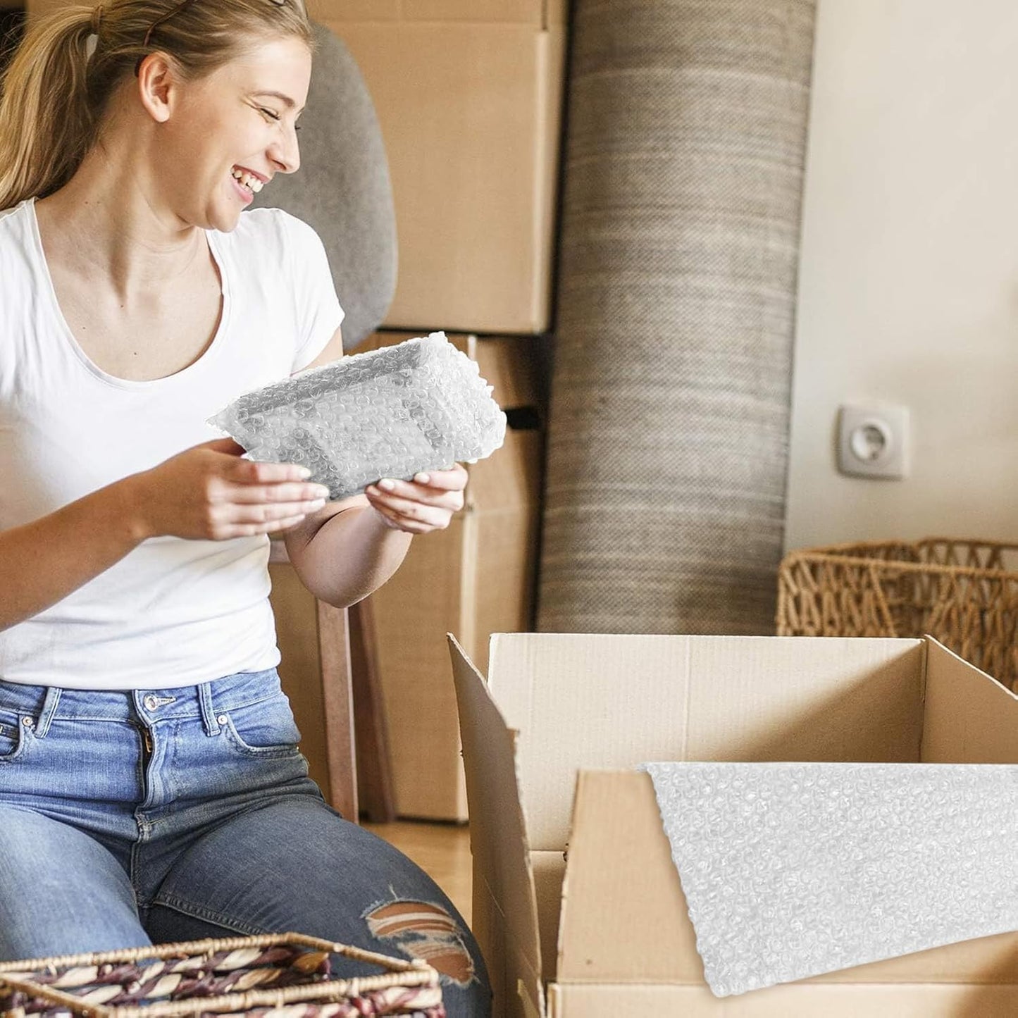 Metronic Bubble Cushioning Wrap 12 Pack 12 Inch x 432ft Total, Dense Bubble Packing Air Wrap Clear Bubble Packing Roll for Shipping and Moving Supplies, Perforated Every 12"