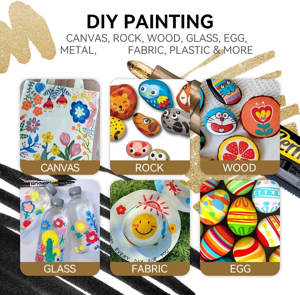 TRANSON 4 Colors Dual-tip Permanent Paint Markers Oil Based Waterproof