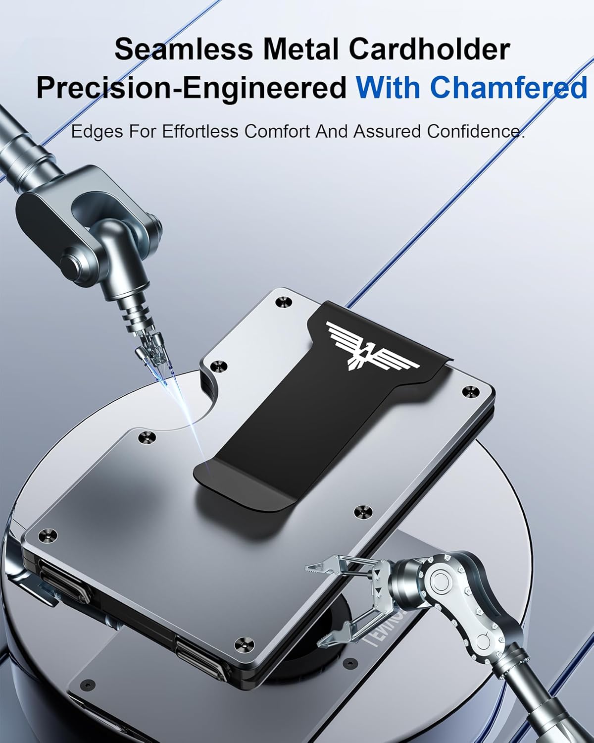 Minimalist Wallet for Men, Metal Wallet with Money Clip, Slim Compact Wallet, RFID Blocking Card Holder, Metal Aluminum Credit Card Holder, Holds up to 20 Cards