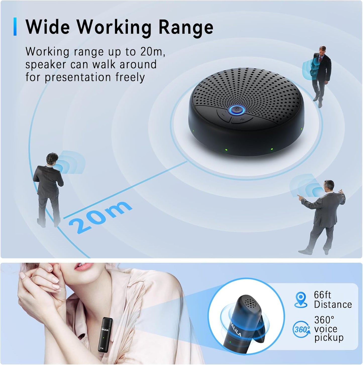 Conference Speaker and Microphone, 10 AI Mics 360° Voice Pick Up & Noise Reduction, USB Speakerphone for 10-15 People Conference Room, Compatible with Multi-Leading Platforms, Zoom, MS Team