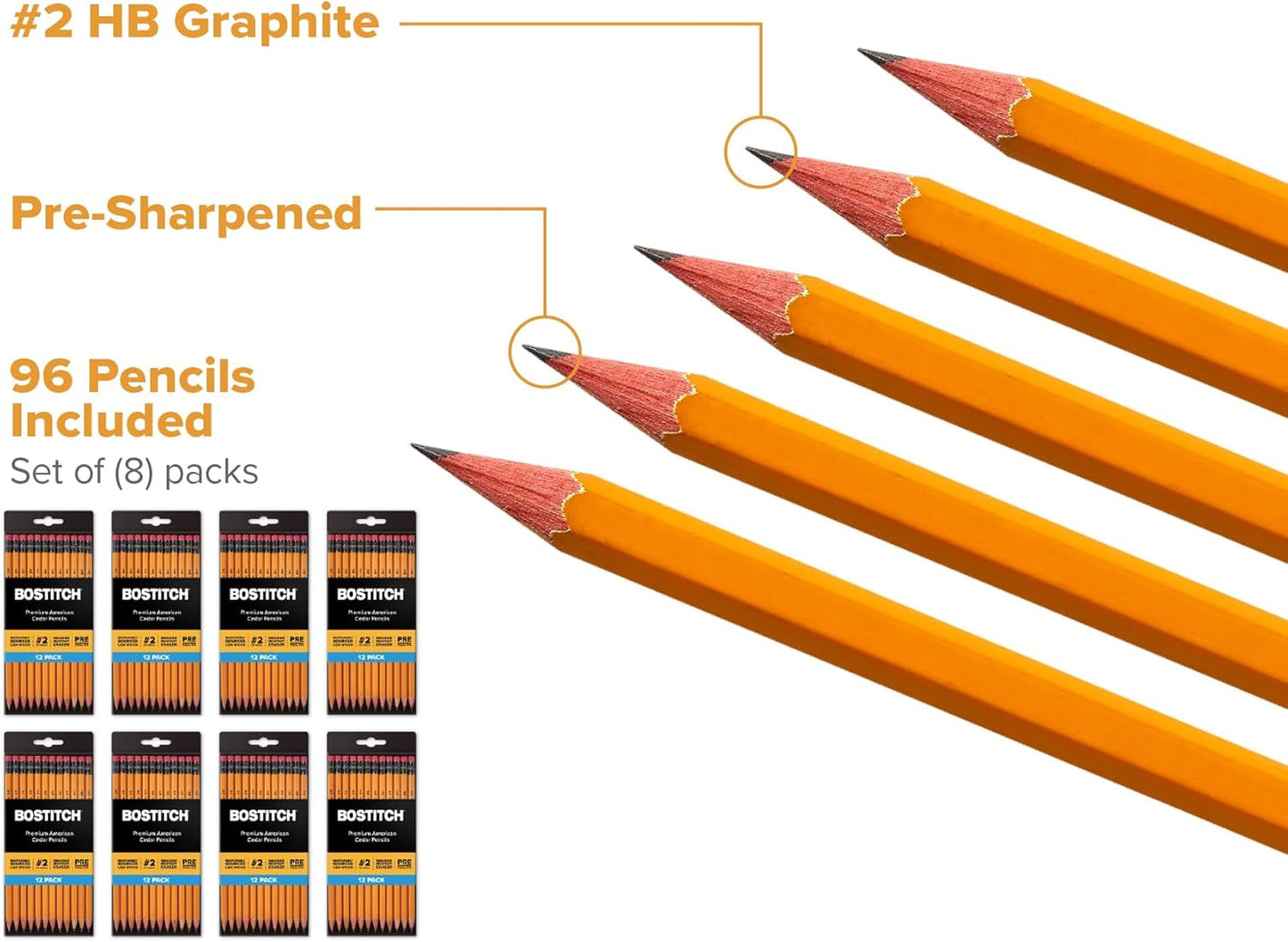 Bostitch Premium American Cedar Pencils, 36 Count