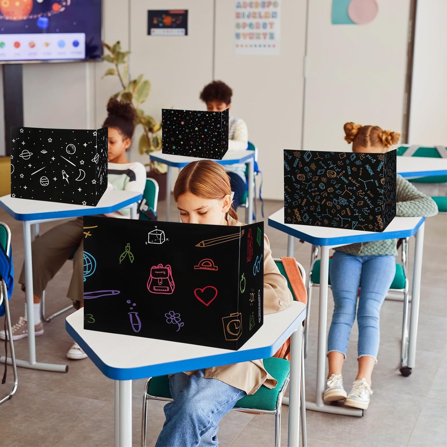 Crtiin 24 Pcs Privacy Folders for Students Desk Dividers Standard School Privacy Cardboard Board Testing Dividers Shield for Classroom Teacher Supplies Keep Eyes from roving(Vibrant)