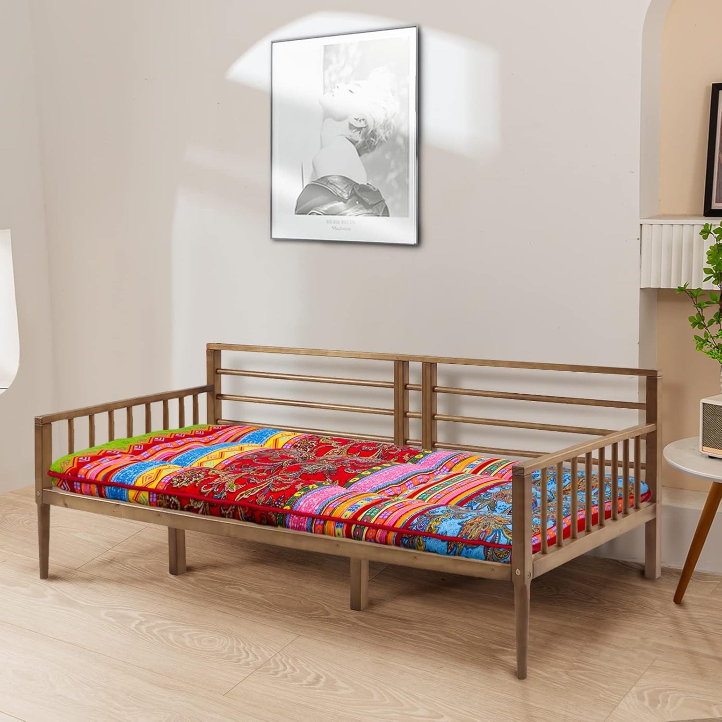 MAXYOYO Cot Mattress Bohemian Floor Bed, Japanese Floor Mattress Narrow Twin Futon Single Bed for Adults, Foldable Roll Up Camping Cot Mat