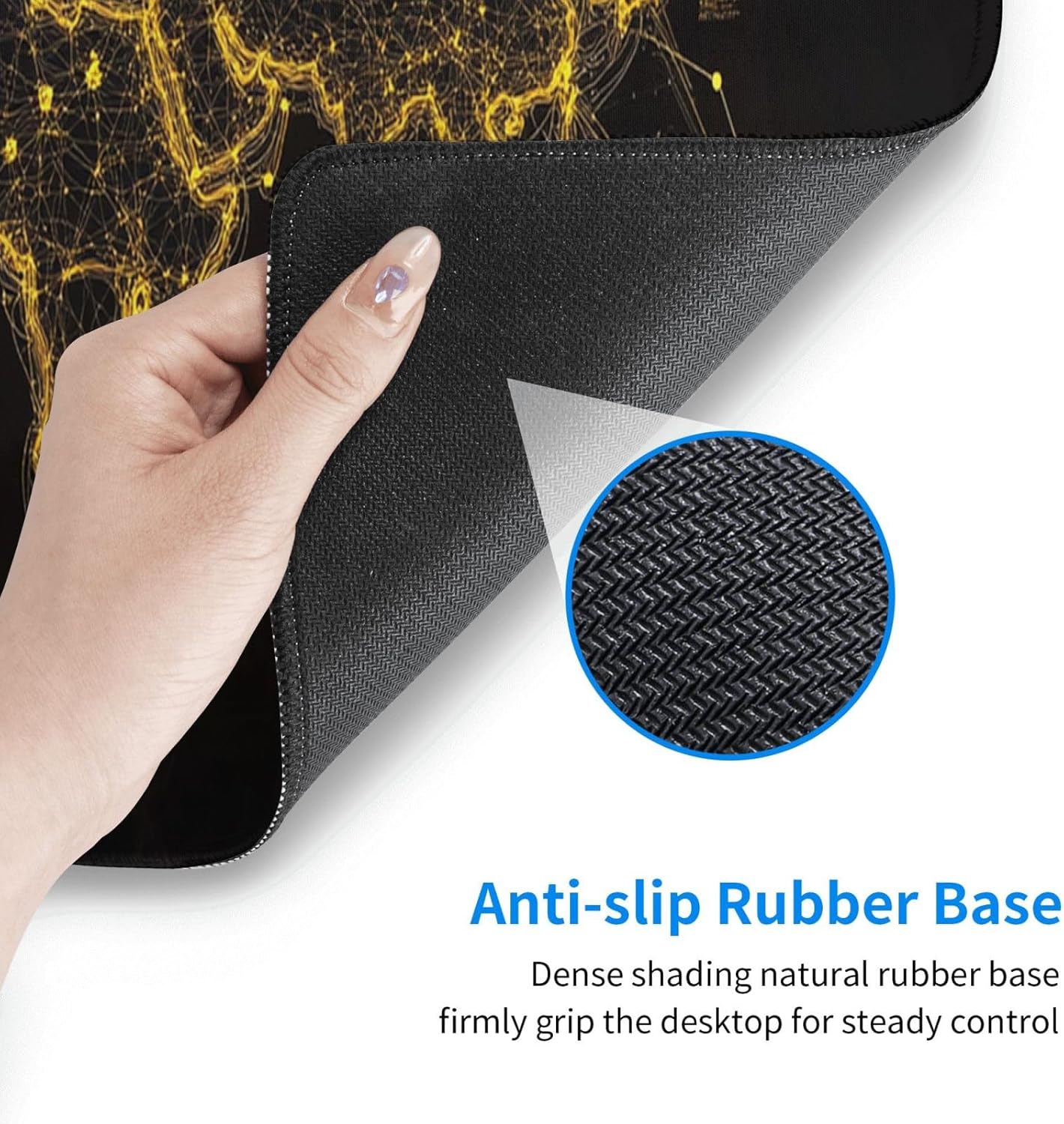 Map Mouse Pad 31.5 X 11.8 Inch Big Desk Rubber Base Stitched Edges Keyboard Pad XXL Mouse Mat for Home Game and Office