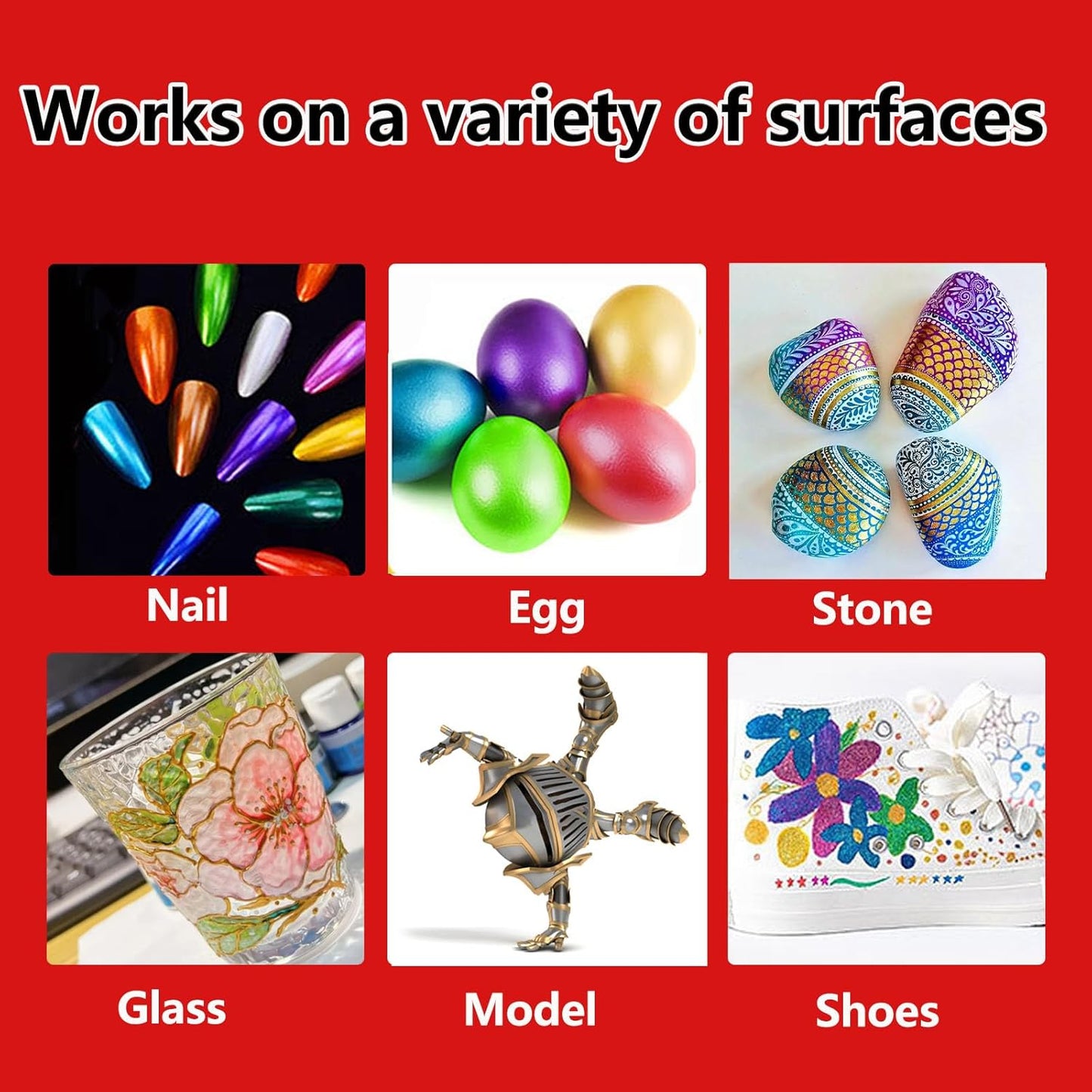 8-Color Glitter & Metallic Shimmer Acrylic Paint Markers - Chisel Tip 1-5mm, Permanent Super Golden Metallic Markers for Repairing, Model Painting, DIY Art Projects