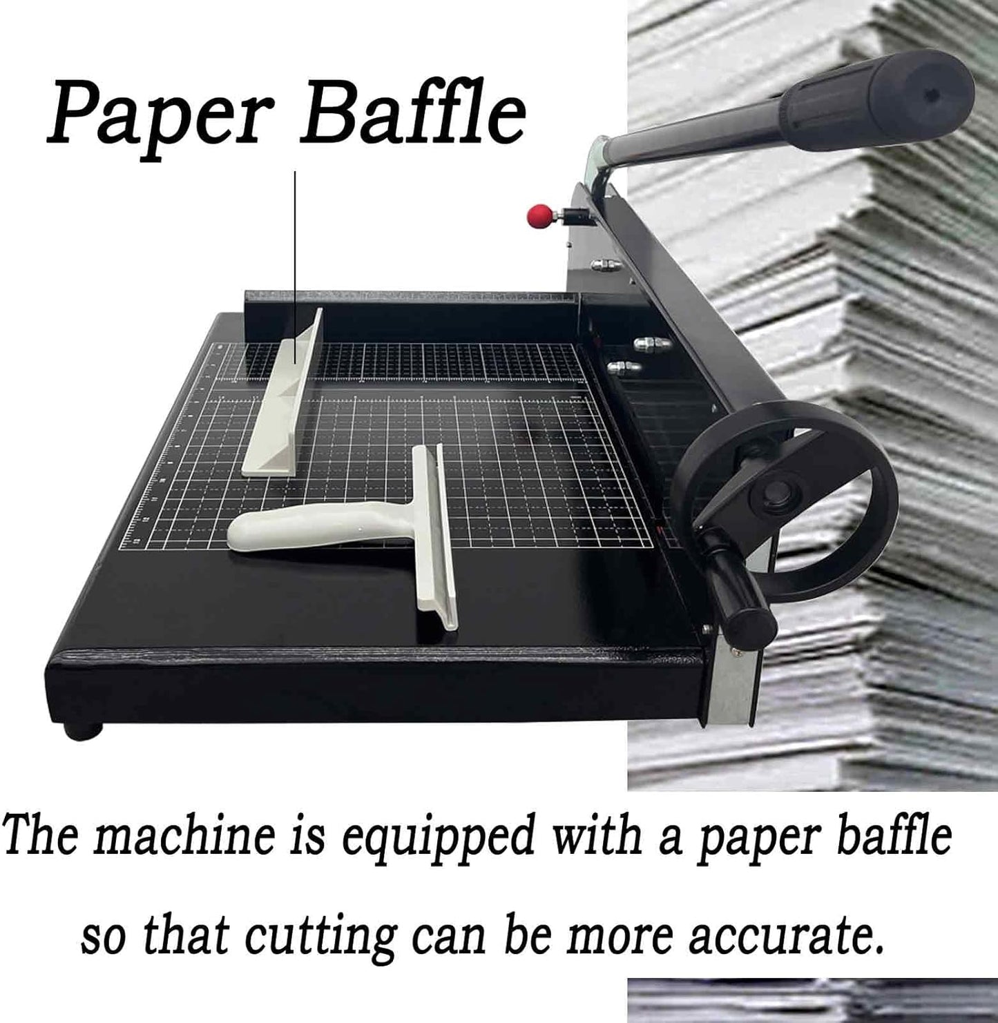Heavy Duty 12.2" A4 Size Stack Paper Cutter, Manual Paper Cutting Machine with a Safety Lock, Stack Paper Trimmer, White or Black, All Steel Base