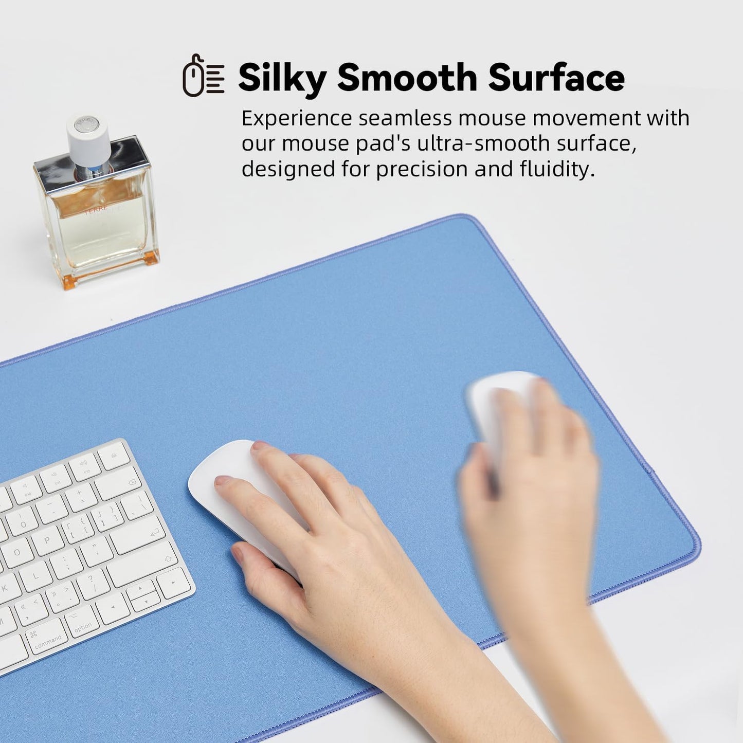 Waterproof Large Gaming Mouse Pad with Durable Stitched Edges, Non-Slip Rubber Base, Grainy Jacquard Mouse Mat Desk Pad for Home Office Gaming, 27.5"*11.8"*0.12", Blue