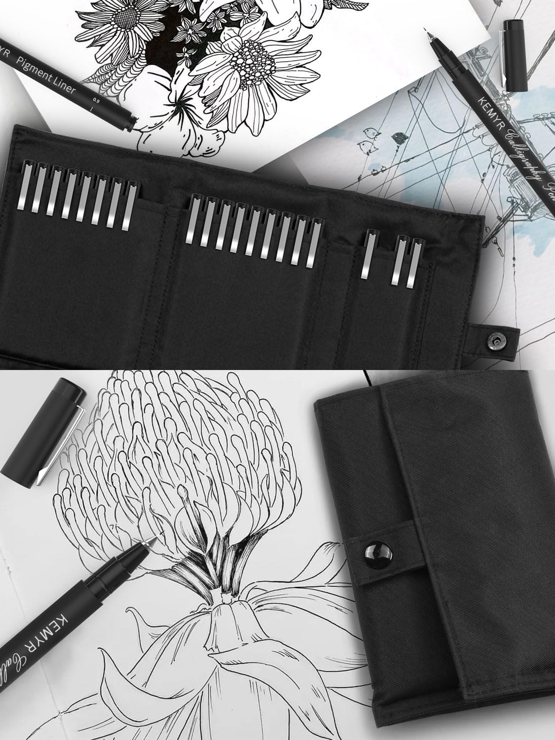 Micro Fine liner Drawing Art Pens Calligraphy Pens: 22 Size Art supplies Waterproof Archival Black Ink Markers For Artists,Use for Professional Watercolor,Sketching,Anime,Manga,Zentangle