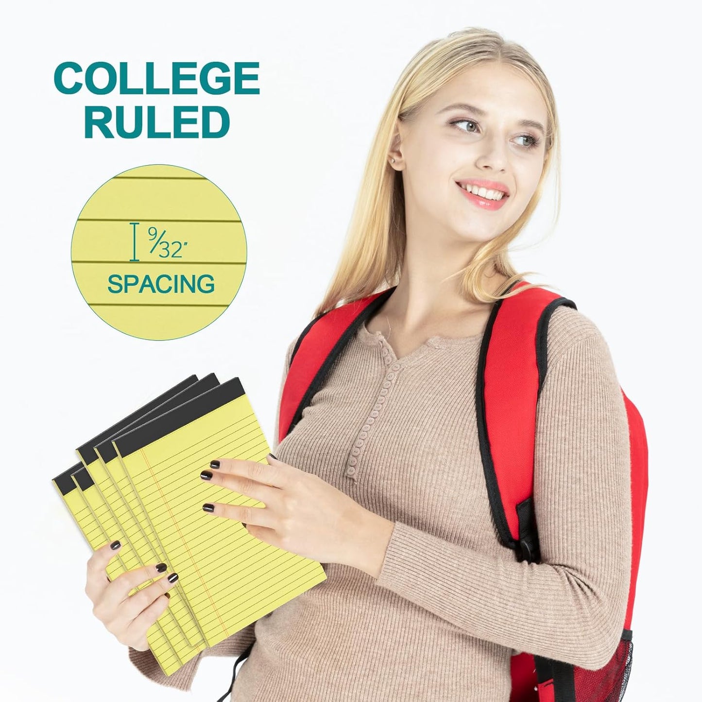 Note Pads 5x8, 4 Pack Small Legal Pads 5x8 Yellow Pad, College Ruled Legal Notepads, Lined Pads of Paper 5x8 Yellow Paper Writing Pads, 30 Sheets Per Notepad for School, Home, Office, Business