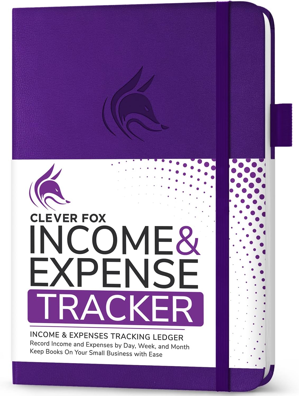 Clever Fox Income & Expense Tracker – Accounting & Bookkeeping Ledger Book for Small Business – 1-Year Record Notebook, A5 (Purple)