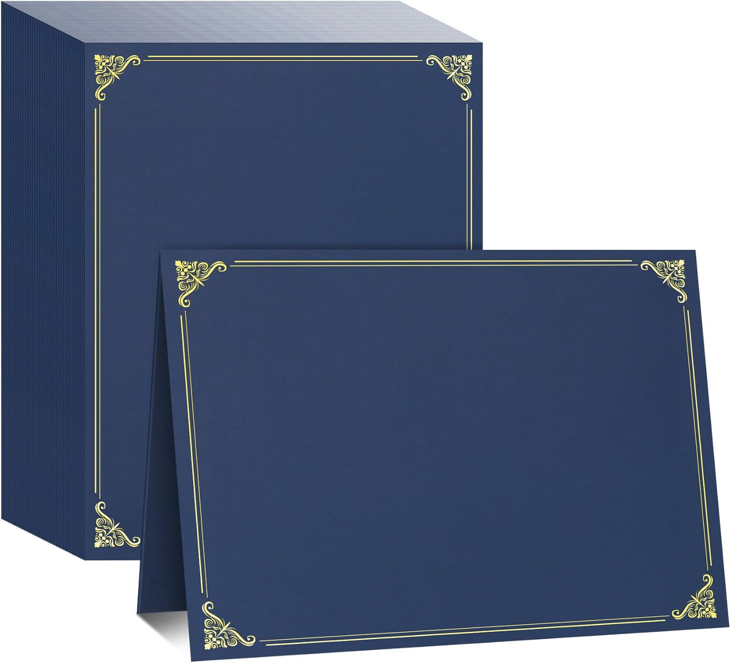Ndsox 50 Packs Navy Blue Certificate Holders, Graduation Diploma Holders, 350GSM, Diploma Covers with Gold Foil Border for Letter Size 8.5" x 11" Award Certificate Paper, Cardstocks and Documents