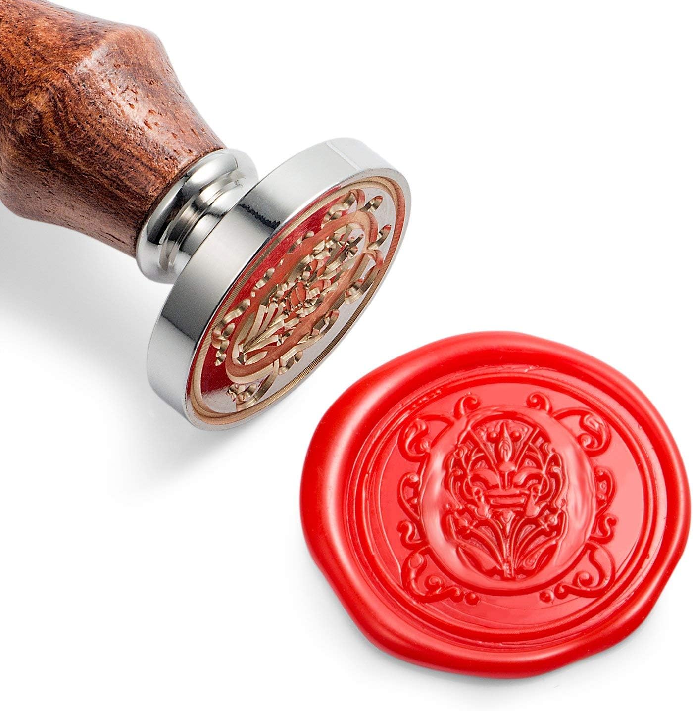 Mceal Wax Seal Stamp, Large Seal 1 1/5"(30mm) Dia, Silver Brass Head with Wooden Handle, Regal Letter A to Z Series (Letter O)