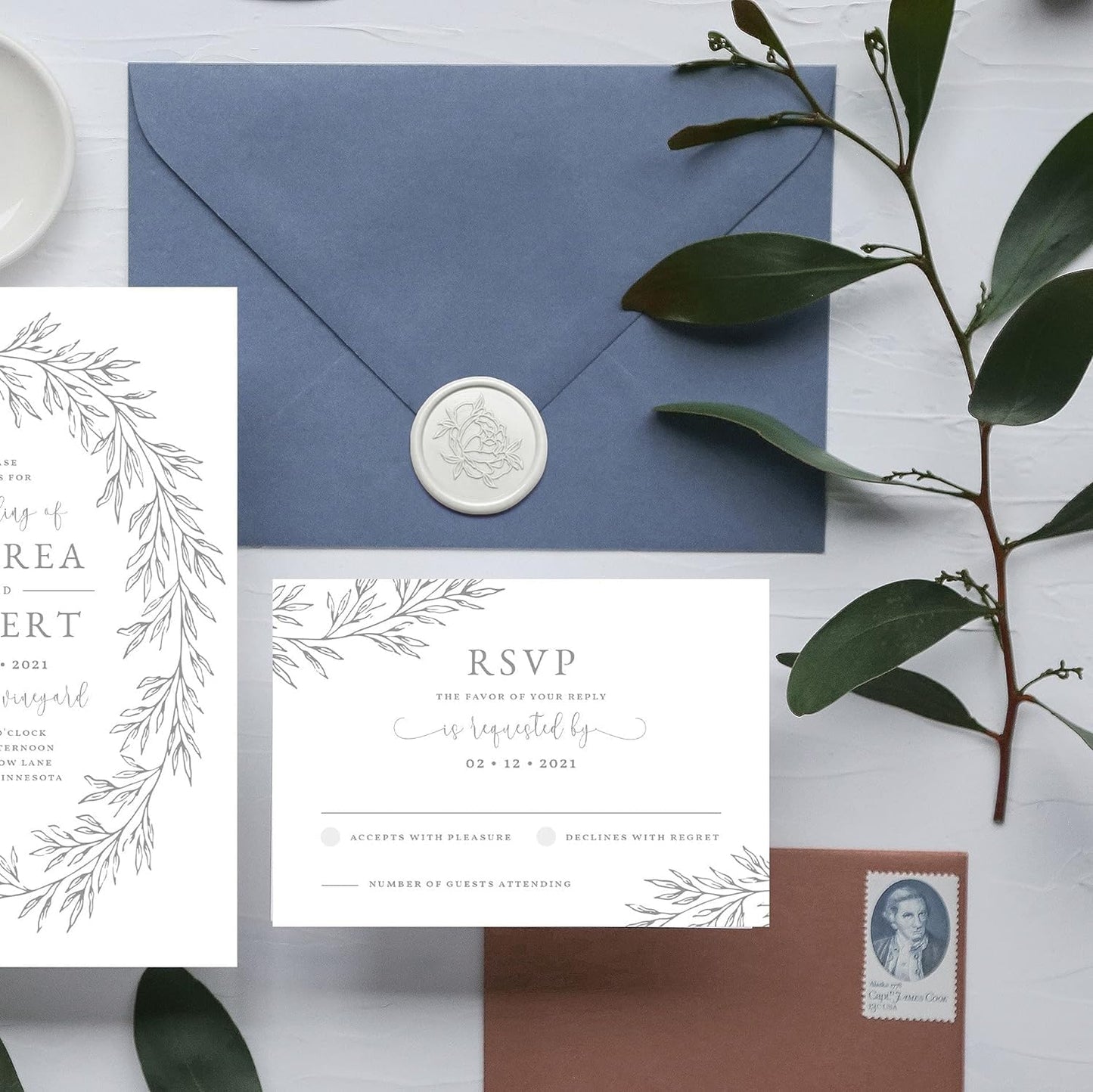 UNIQOOO Neutral Linen Warm Grey Sealing Wax Sticks for Wax Seal Stamp - Perfect for Wedding Invitations, Cards Envelopes, Snail Mails, Wine Packages, Christmas Gift Ideas, Pack of 8