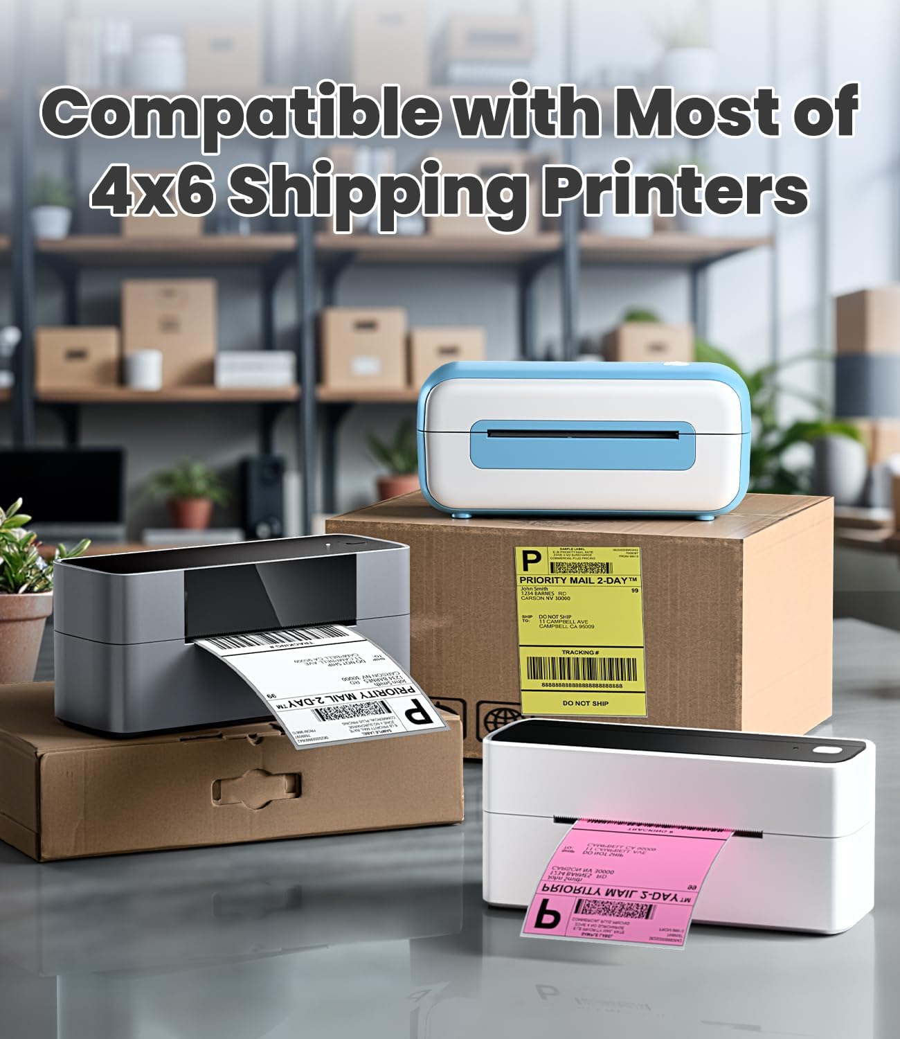 4x6 Thermal Shipping Labels for Thermal Printers - 500 Thermal Labels, Commercial Grade, Compatible with Multiple Thermal Shipping Label Printer, Ideal for E - Commerce & Logistics Business, White