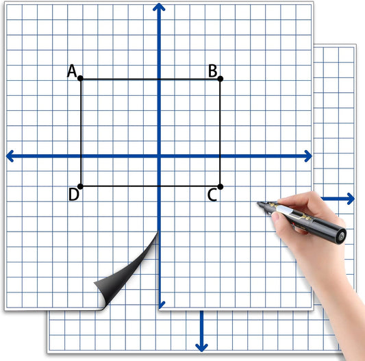 Teling 8 Pieces Jumbo Magnetic Xy Coordinate Dry Erase Grid 26 x 26 Inches, Magnet Graph Whiteboard for Classrooms, Teaching, Learning Tools