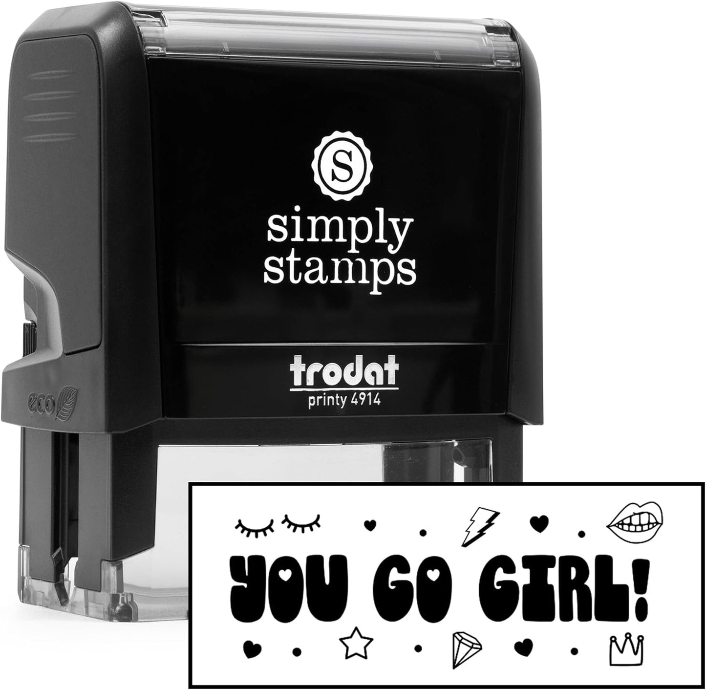 Custom Self-Inking Stamps | 49 Fun Designs | xtra Large Book Stamps: You Go Girl!