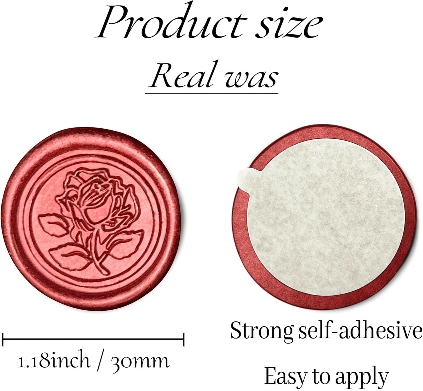 100Pcs Wax Seal Stickers Handmade Envelope Seals Self Adhesive Wax Stickers for Wedding Party Invitations, Envelope, Gift Wrap, Christmas(Rose Style, Red)