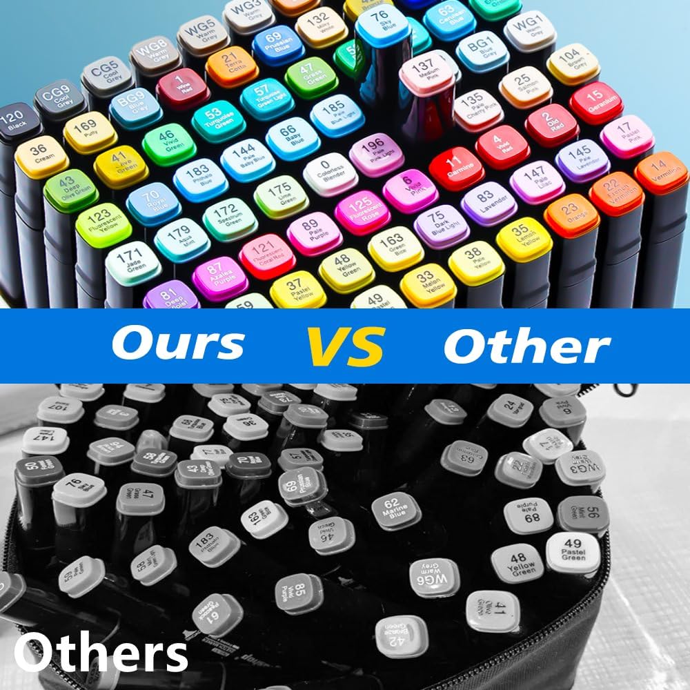 Alcohol Markers 262 Colors Drawing Pens Set Dual Tip Permanent Art Markers for Kids and Adult Gifts -262 Black shell Refillable