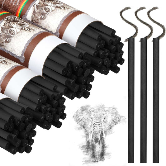 Gueevin 100 Pcs Willow Charcoal Sticks, Willow Charcoal, Artists, Beginners, Students, Perfect for Sketching, Drawing, Shading, and Fine Art (5-7mm)