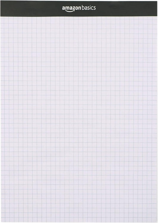 Amazon Basics Quad-Ruled Graph Paper Pad, Pack of 2, 8.5 Inch x 11.75 Inch, 100 Sheets/Pad, White