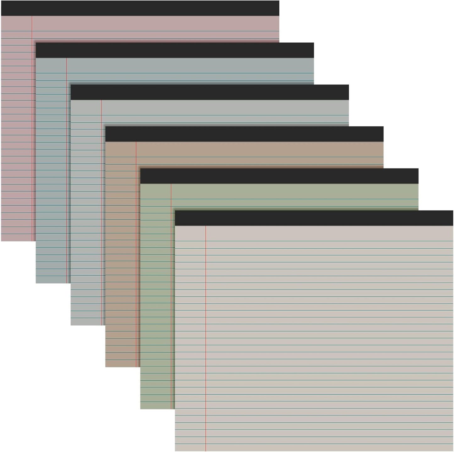 Lincia 6 Pcs 11" x 9.5" Legal Pads College Ruled Notepad Landscape Notebook Horizontal Lined Notebook 80 Gsm Assorted Colors Paper Pastel Writing Pads for School Office, 40 Sheet (Sweet Color)