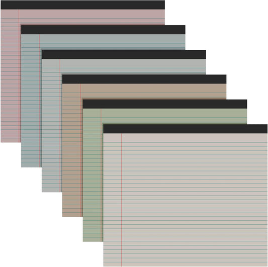 Lincia 6 Pcs 11" x 9.5" Legal Pads College Ruled Notepad Landscape Notebook Horizontal Lined Notebook 80 Gsm Assorted Colors Paper Pastel Writing Pads for School Office, 40 Sheet (Sweet Color)