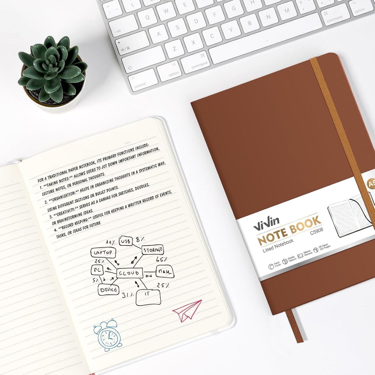 ViVin Lined Journal Notebooks, 3 Pack, (Black, Navy, Brown), 192 Pages, Medium 5.5 x 8.3 inch, College Ruled, A5 Hardcover Notebooks, Journaling Notebooks for Work, Writing, School