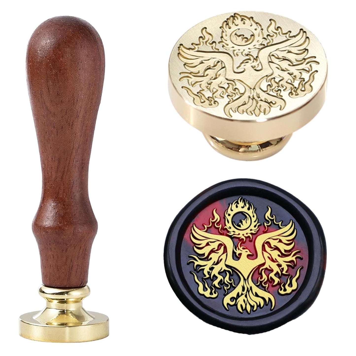Phoenix Wax Seal Stamp- Retro Firebird Sealed Stamp, 1.18 Inch/30mm Brass Sealing Wax Stamp with Handle for Wedding Party Invitation Gift Wrapping Envelopes