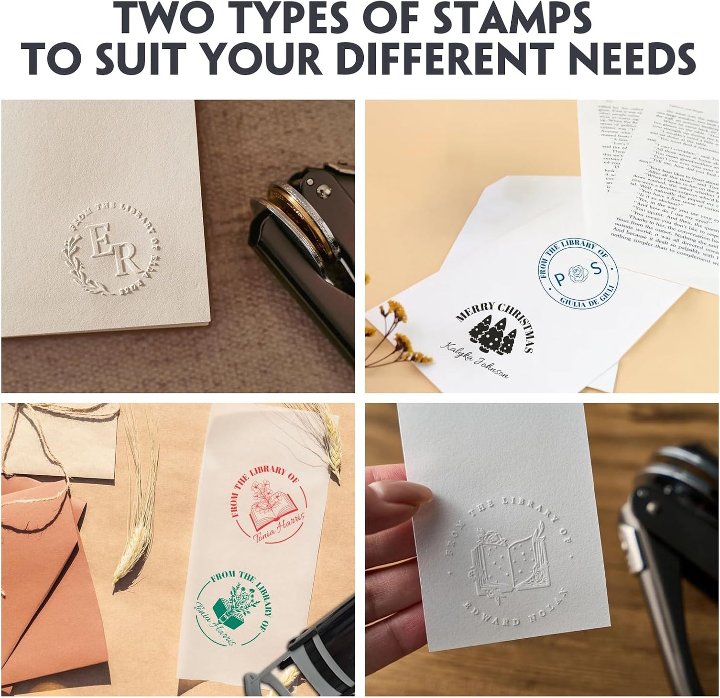 HDSD Custom Christmas Book Embosser, Personalized Book Embosser with Your Message, for Envelopes, Wedding Invitation, Christmas Gifts and More