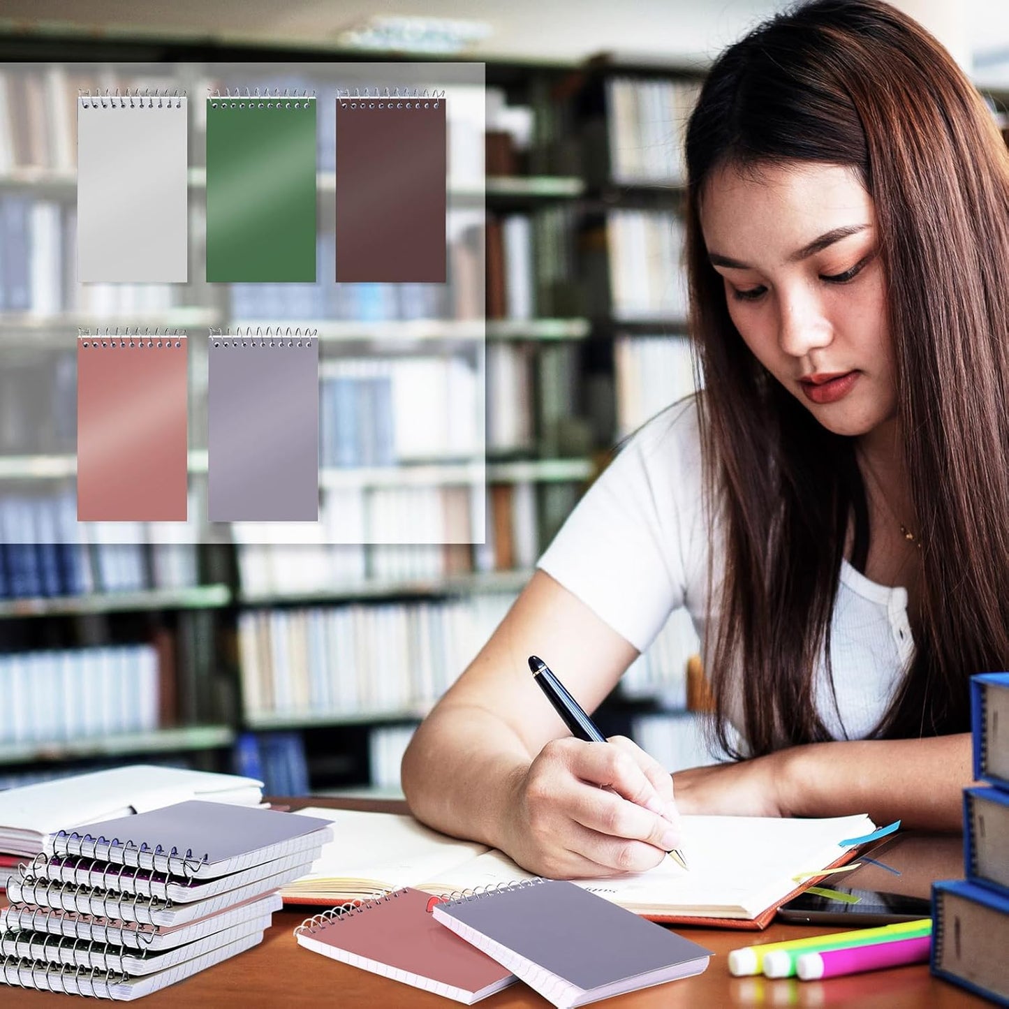 Leinuosen 100 Pcs Spiral Memo Pads 3x5 Inch 75 Sheets College Ruled Small Pocket Notebooks Little Mini Notepads Bulk Top Bound Lined Note Pads for Home School Office Travel Work (Vivid Color)