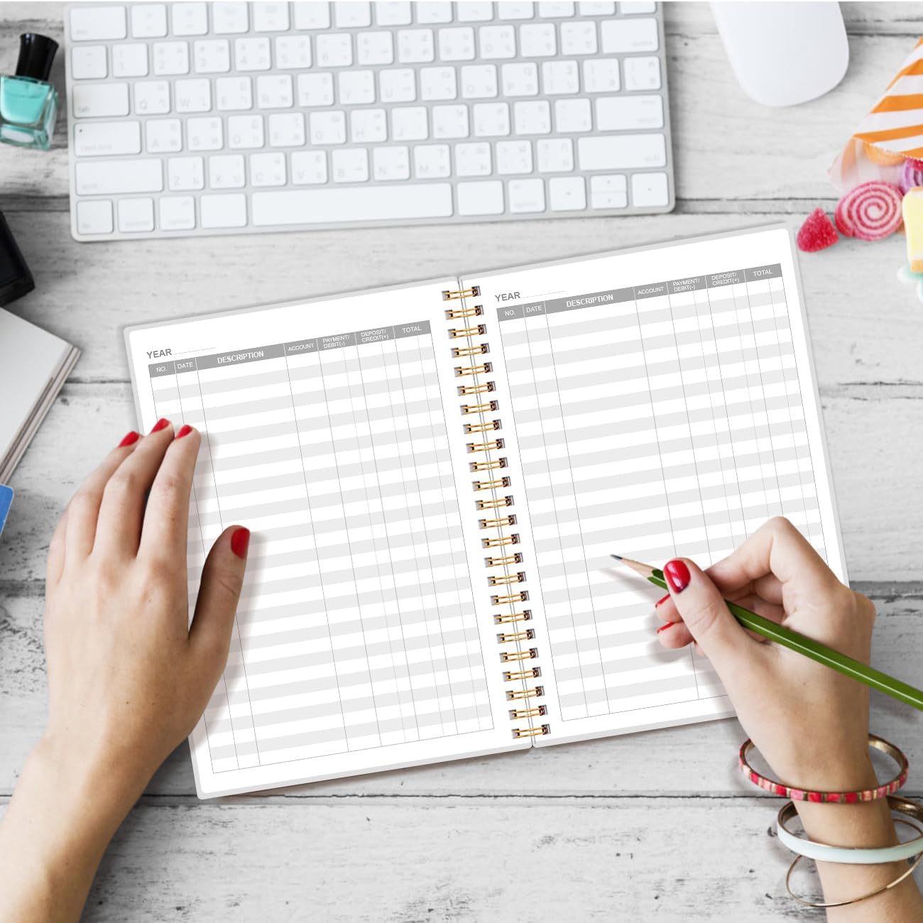 Accounting Ledger Book - A5 Ledger Book for Bookkeeping, Small Businesses & Personal Use, Expense Tracker Notebook for Tracking Money, Expenses, Deposits & Balance, 5.8" x 8.4", Watercolor Blue