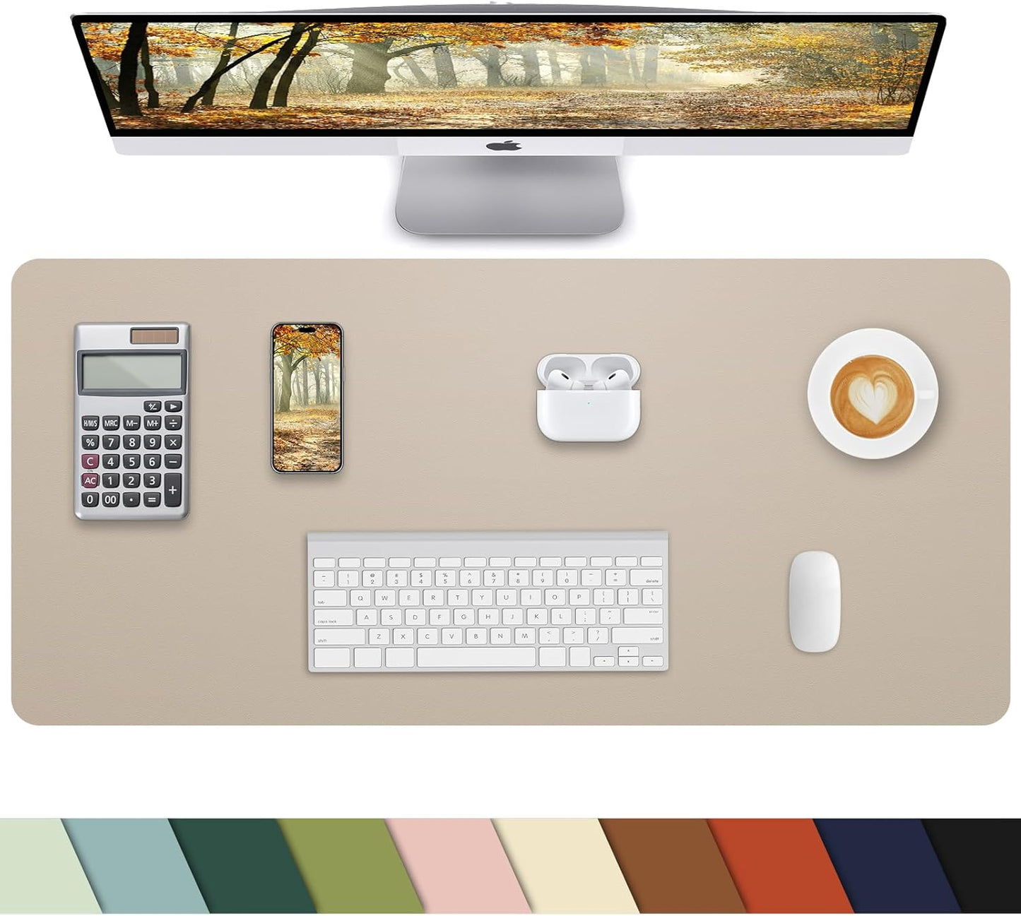 Non-Slip Desk mat,PULeather Desk Pad Protector, Office Desk Mat, Large Mouse Pad,Desk Blotter, Laptop Desk Pad, Waterproof Desk Writing Pad for Office and Home (Apricot, 35.4" x 17")