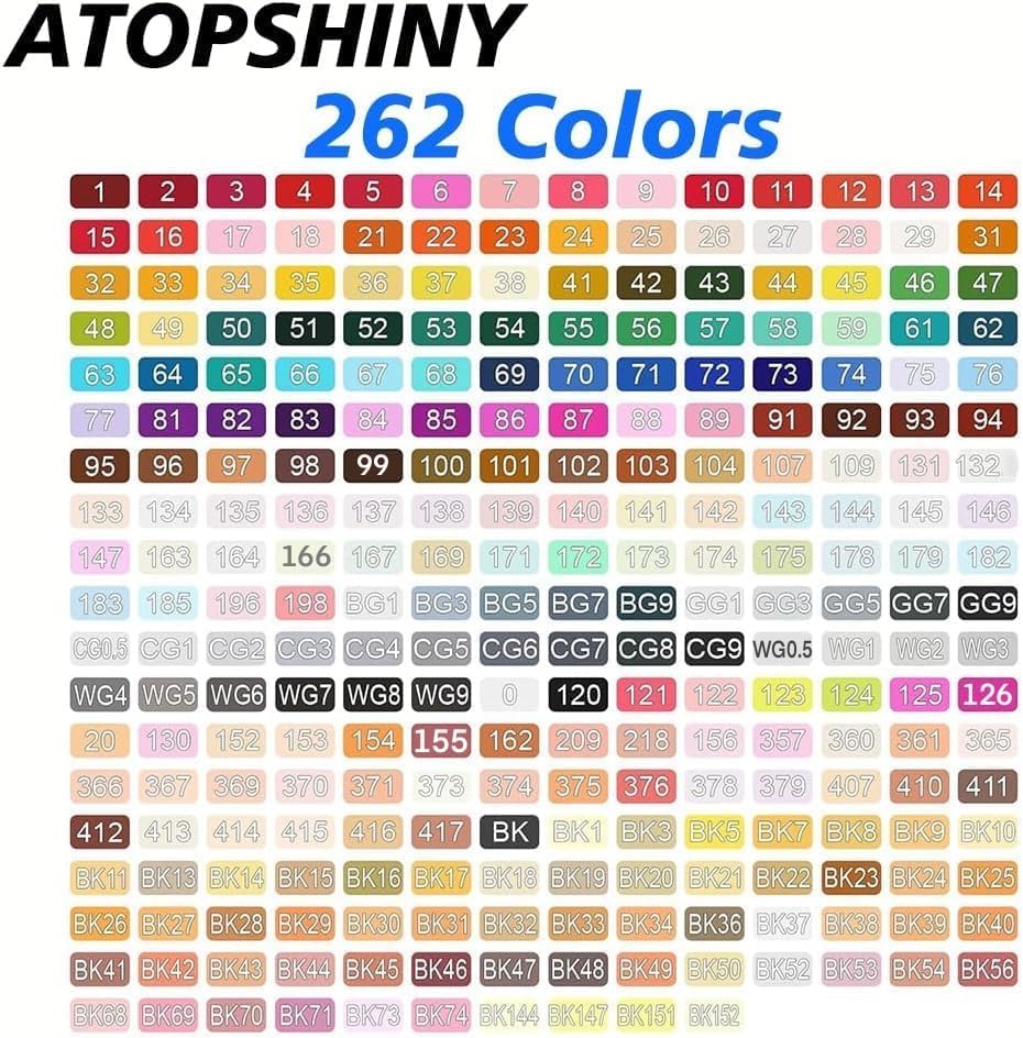 Alcohol Markers 262 Colors Drawing Pens Set Dual Tip Permanent Art Markers for Kids and Adult Gifts -262 Black shell Refillable